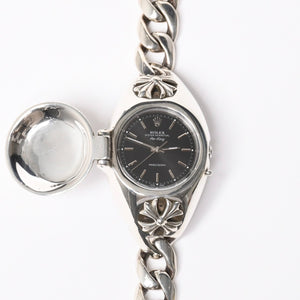 極美品 CHROME HEARTS クロムハーツ × ROLEX ロレックス オイスター パーペチュアル エアキング 腕時計 14000 重量195.74g AT SS 中古 4a008599