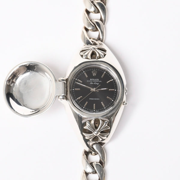 極美品 CHROME HEARTS クロムハーツ × ROLEX ロレックス オイスター パーペチュアル エアキング 腕時計 14000 重量195.74g AT SS 中古 4a008599
