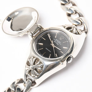 極美品 CHROME HEARTS クロムハーツ × ROLEX ロレックス オイスター パーペチュアル エアキング 腕時計 14000 重量195.74g AT SS 中古 4a008599