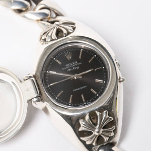 極美品 CHROME HEARTS クロムハーツ × ROLEX ロレックス オイスター パーペチュアル エアキング 腕時計 14000 重量195.74g AT SS 中古 4a008599