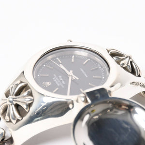 極美品 CHROME HEARTS クロムハーツ × ROLEX ロレックス オイスター パーペチュアル エアキング 腕時計 14000 重量195.74g AT SS 中古 4a008599
