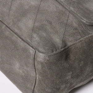 新品未使用 26年 CHANEL シャネル マキシハンドバッグ ランダム番台 AS6231 ココマーク スエード カーフスキン グレー ゴールド金具 中古 4a008757