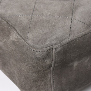 新品未使用 26年 CHANEL シャネル マキシハンドバッグ ランダム番台 AS6231 ココマーク スエード カーフスキン グレー ゴールド金具 中古 4a008757