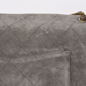 新品未使用 26年 CHANEL シャネル マキシハンドバッグ ランダム番台 AS6231 ココマーク スエード カーフスキン グレー ゴールド金具 中古 4a008757