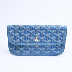 新品同様品 GOYARD ゴヤール サンルイPM ポーチ ブルー メタル フラットポーチ 小物入れ フランス製 希少 限定 中古 4a008353