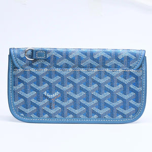 新品同様品 GOYARD ゴヤール サンルイPM ポーチ ブルー メタル フラットポーチ 小物入れ フランス製 希少 限定 中古 4a008353