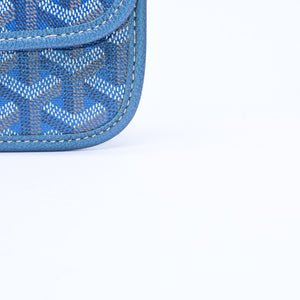 新品同様品 GOYARD ゴヤール サンルイPM ポーチ ブルー メタル フラットポーチ 小物入れ フランス製 希少 限定 中古 4a008353