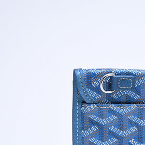 新品同様品 GOYARD ゴヤール サンルイPM ポーチ ブルー メタル フラットポーチ 小物入れ フランス製 希少 限定 中古 4a008353