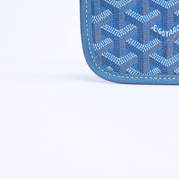 新品同様品 GOYARD ゴヤール サンルイPM ポーチ ブルー メタル フラットポーチ 小物入れ フランス製 希少 限定 中古 4a008353