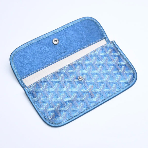 新品同様品 GOYARD ゴヤール サンルイPM ポーチ ブルー メタル フラットポーチ 小物入れ フランス製 希少 限定 中古 4a008353