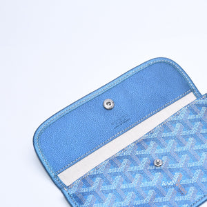 新品同様品 GOYARD ゴヤール サンルイPM ポーチ ブルー メタル フラットポーチ 小物入れ フランス製 希少 限定 中古 4a008353