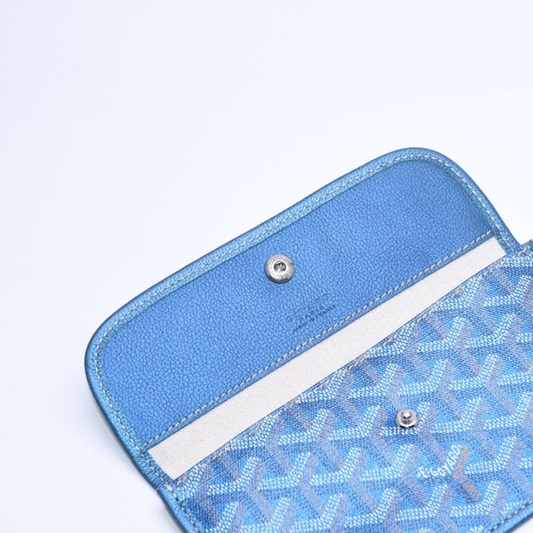 新品同様品 GOYARD ゴヤール サンルイPM ポーチ ブルー メタル フラットポーチ 小物入れ フランス製 希少 限定 中古 4a008353