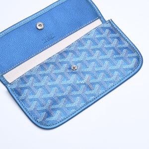 新品同様品 GOYARD ゴヤール サンルイPM ポーチ ブルー メタル フラットポーチ 小物入れ フランス製 希少 限定 中古 4a008353