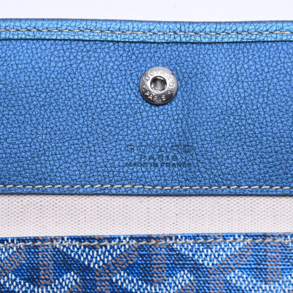 新品同様品 GOYARD ゴヤール サンルイPM ポーチ ブルー メタル フラットポーチ 小物入れ フランス製 希少 限定 中古 4a008353
