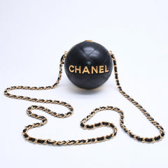 CHANEL シャネル スフィアミノーディエールバッグ ランダム番台 イタリア製 ラムスキン ブラック ゴールド金具 美品 中古 4a008679