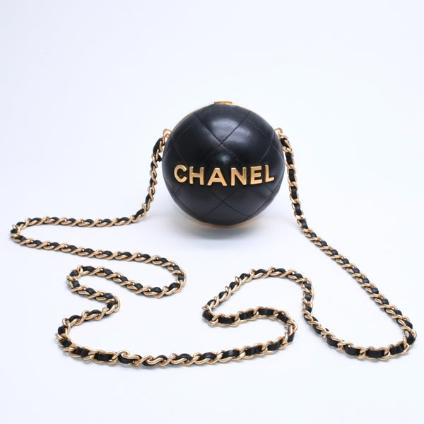 CHANEL シャネル スフィアミノーディエールバッグ ランダム番台 イタリア製 ラムスキン ブラック ゴールド金具 美品 中古 4a008679