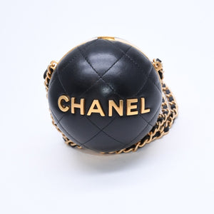 CHANEL シャネル スフィアミノーディエールバッグ ランダム番台 イタリア製 ラムスキン ブラック ゴールド金具 美品 中古 4a008679