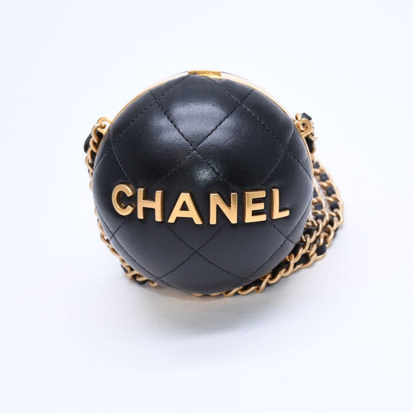 CHANEL シャネル スフィアミノーディエールバッグ ランダム番台 イタリア製 ラムスキン ブラック ゴールド金具 美品 中古 4a008679