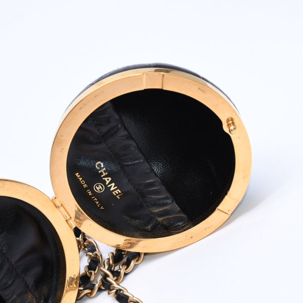 CHANEL シャネル スフィアミノーディエールバッグ ランダム番台 イタリア製 ラムスキン ブラック ゴールド金具 美品 中古 4a008679