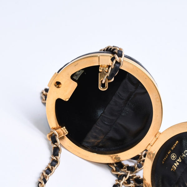 CHANEL シャネル スフィアミノーディエールバッグ ランダム番台 イタリア製 ラムスキン ブラック ゴールド金具 美品 中古 4a008679