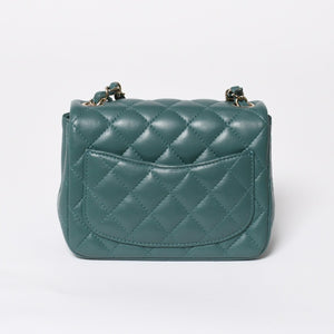 極美品 CHANEL シャネル ミニマトラッセ 16 Sチェーンショルダーバッグ ランダム番台 ココマーク ラムスキン グリーン 中古 4a008585