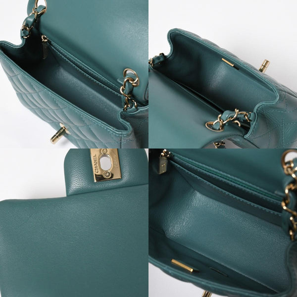 極美品 CHANEL シャネル ミニマトラッセ 16 Sチェーンショルダーバッグ ランダム番台 ココマーク ラムスキン グリーン 中古 4a008585