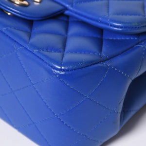 極美品 CHANEL シャネル ミニマトラッセ 16 Sチェーンショルダーバッグ A35200 31番台 ココマーク ラムスキン ブルー 中古 4a008587