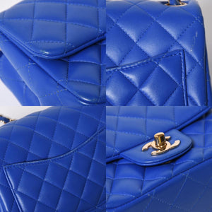 極美品 CHANEL シャネル ミニマトラッセ 16 Sチェーンショルダーバッグ A35200 31番台 ココマーク ラムスキン ブルー 中古 4a008587