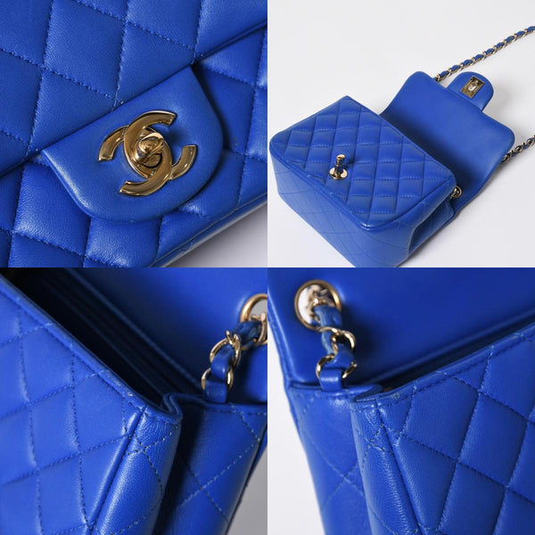 極美品 CHANEL シャネル ミニマトラッセ 16 Sチェーンショルダーバッグ A35200 31番台 ココマーク ラムスキン ブルー 中古 4a008587