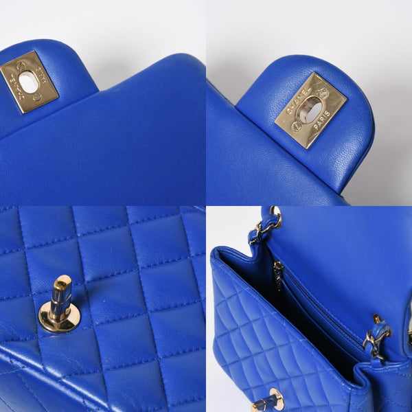 極美品 CHANEL シャネル ミニマトラッセ 16 Sチェーンショルダーバッグ A35200 31番台 ココマーク ラムスキン ブルー 中古 4a008587