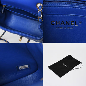 極美品 CHANEL シャネル ミニマトラッセ 16 Sチェーンショルダーバッグ A35200 31番台 ココマーク ラムスキン ブルー 中古 4a008587