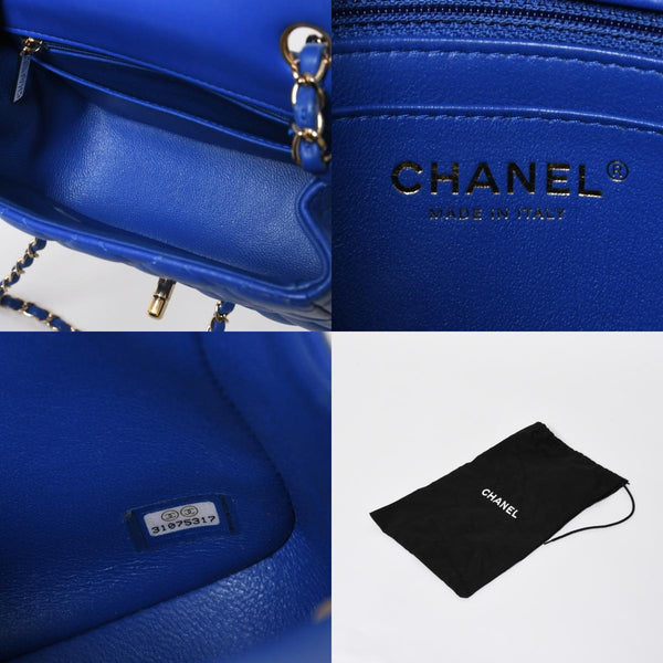極美品 CHANEL シャネル ミニマトラッセ 16 Sチェーンショルダーバッグ A35200 31番台 ココマーク ラムスキン ブルー 中古 4a008587