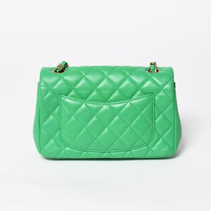 極美品 CHANEL シャネル ミニマトラッセ 20 Sフラップ Sチェーンショルダーバッグ 29番台 ココマーク ラムスキン グリーン 中古 4a008338