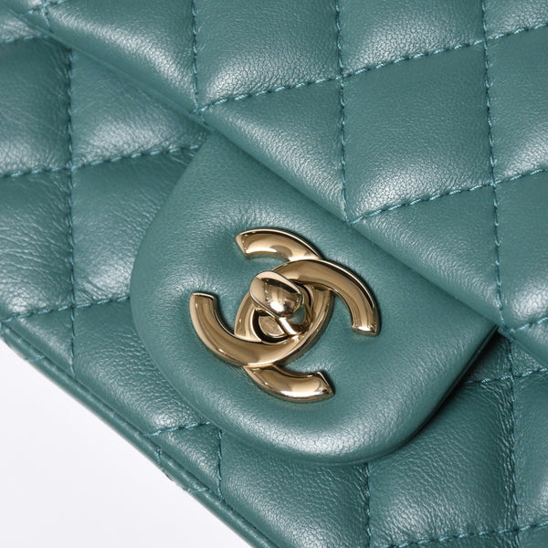 極美品 CHANEL シャネル ミニマトラッセ 16 Sチェーンショルダーバッグ ランダム番台 ココマーク ラムスキン グリーン 中古 4a008585