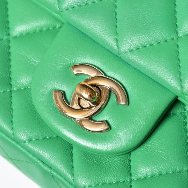 極美品 CHANEL シャネル ミニマトラッセ 20 Sフラップ Sチェーンショルダーバッグ 29番台 ココマーク ラムスキン グリーン 中古 4a008338