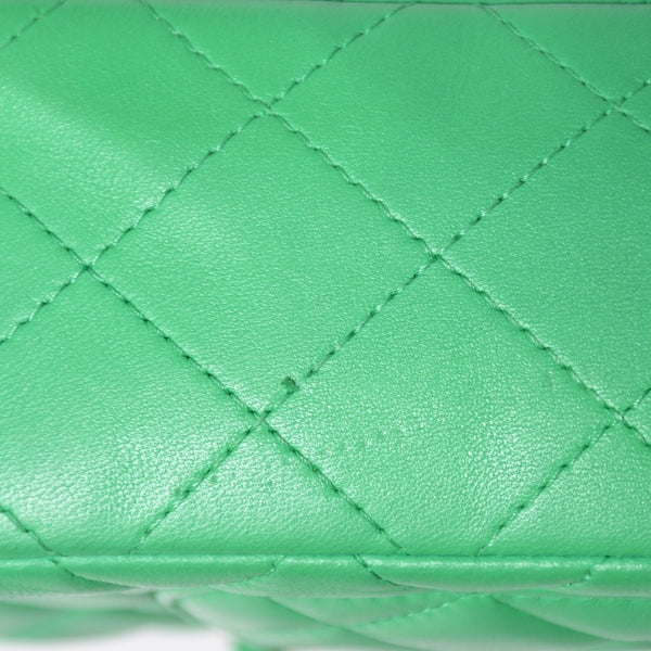 極美品 CHANEL シャネル ミニマトラッセ 20 Sフラップ Sチェーンショルダーバッグ 29番台 ココマーク ラムスキン グリーン 中古 4a008338