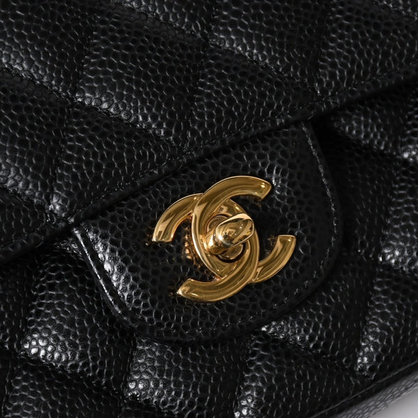 Like new CHANEL Matelasse 25 W flap W chain shoulder bag 29 series Coco mark caviar skin black used 4a008588