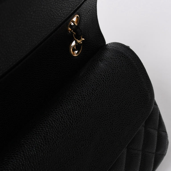 Like new CHANEL Matelasse 25 W flap W chain shoulder bag 29 series Coco mark caviar skin black used 4a008588
