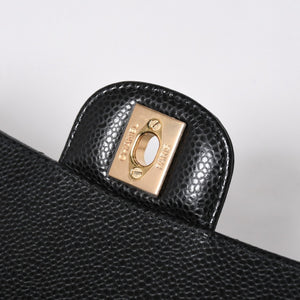 Like new CHANEL Matelasse 25 W flap W chain shoulder bag 29 series Coco mark caviar skin black used 4a008588