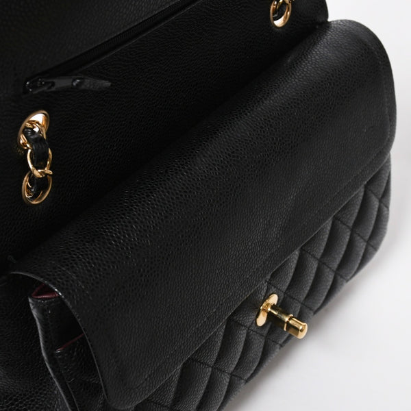 Like new CHANEL Matelasse 25 W flap W chain shoulder bag 29 series Coco mark caviar skin black used 4a008588