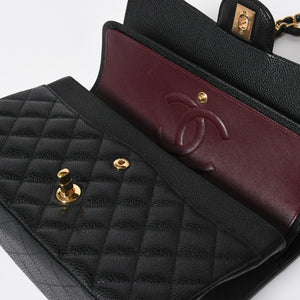 Like new CHANEL Matelasse 25 W flap W chain shoulder bag 29 series Coco mark caviar skin black used 4a008588