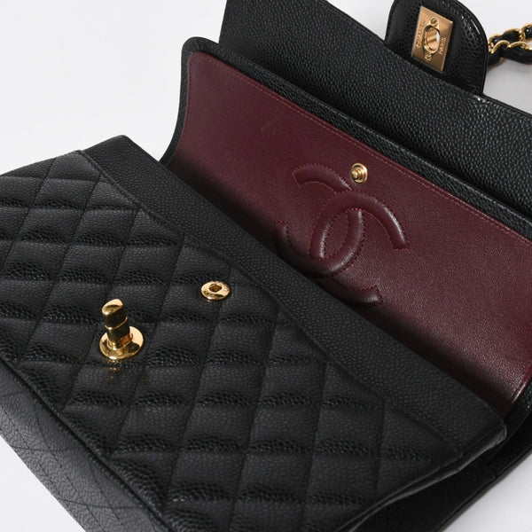 Like new CHANEL Matelasse 25 W flap W chain shoulder bag 29 series Coco mark caviar skin black used 4a008588