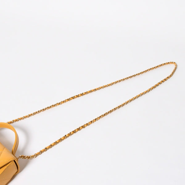 Like new CHANEL Hobo Chain Shoulder Bag Random Number Coco Mark Calfskin Yellow Gold Hardware Used 4a008586