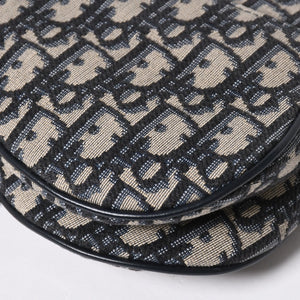 極美品 CHRISTIAN DIOR クリスチャンディオール サドルミニバッグ ハンドバッグ M0456CTZQ オブリーク ネイビー 中古 4a008589