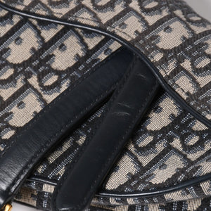 極美品 CHRISTIAN DIOR クリスチャンディオール サドルミニバッグ ハンドバッグ M0456CTZQ オブリーク ネイビー 中古 4a008589