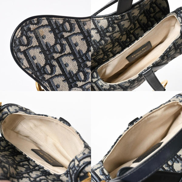 極美品 CHRISTIAN DIOR クリスチャンディオール サドルミニバッグ ハンドバッグ M0456CTZQ オブリーク ネイビー 中古 4a008589