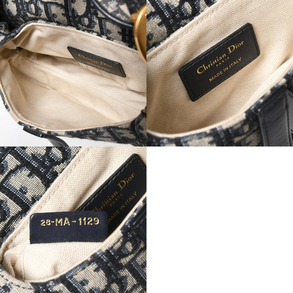 極美品 CHRISTIAN DIOR クリスチャンディオール サドルミニバッグ ハンドバッグ M0456CTZQ オブリーク ネイビー 中古 4a008589
