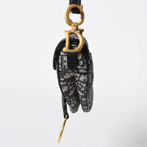 極美品 CHRISTIAN DIOR クリスチャンディオール サドルミニバッグ ハンドバッグ M0456CTZQ オブリーク ネイビー 中古 4a008589