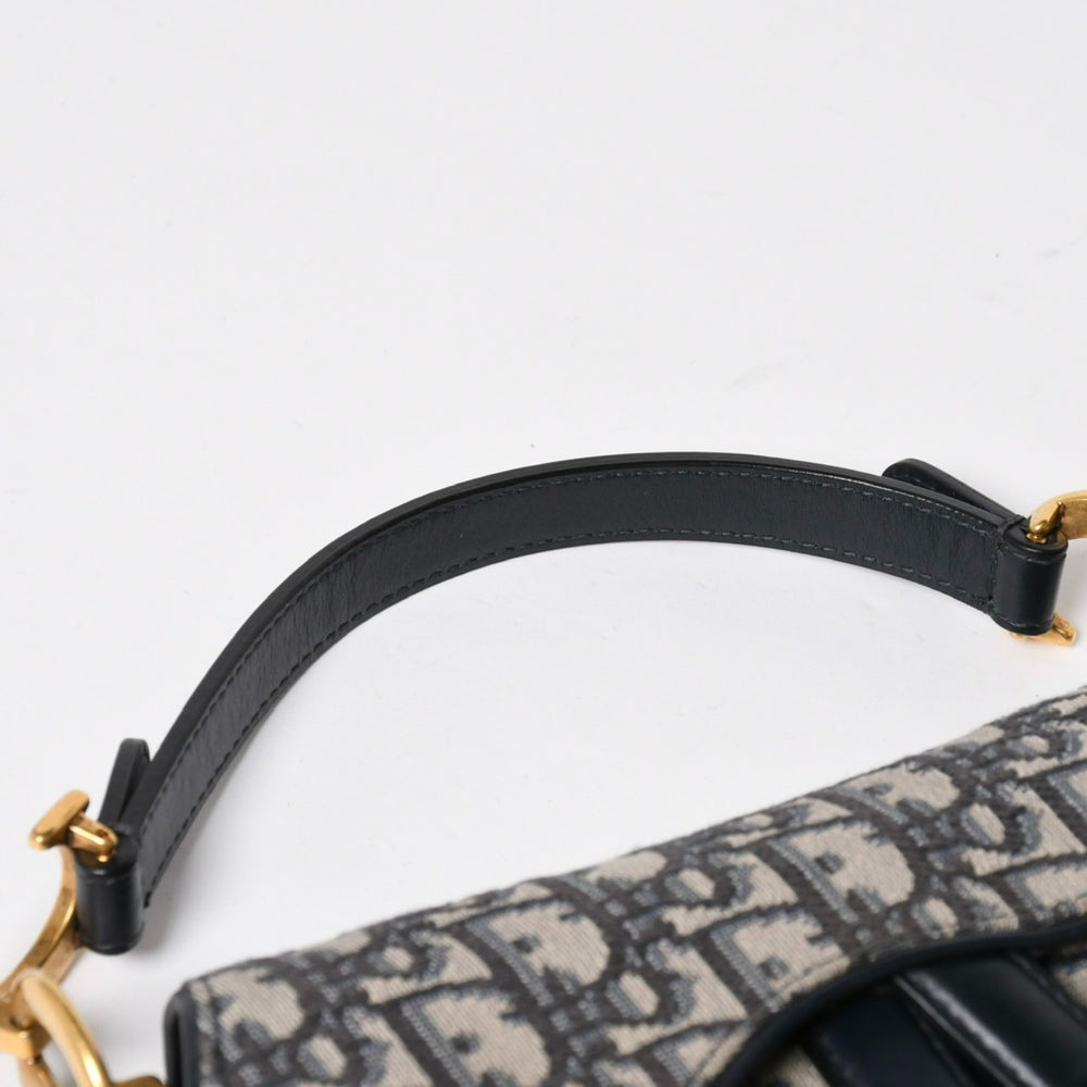 極美品 CHRISTIAN DIOR クリスチャンディオール サドルミニバッグ ハンドバッグ M0456CTZQ オブリーク ネイビー 中古 4a008589