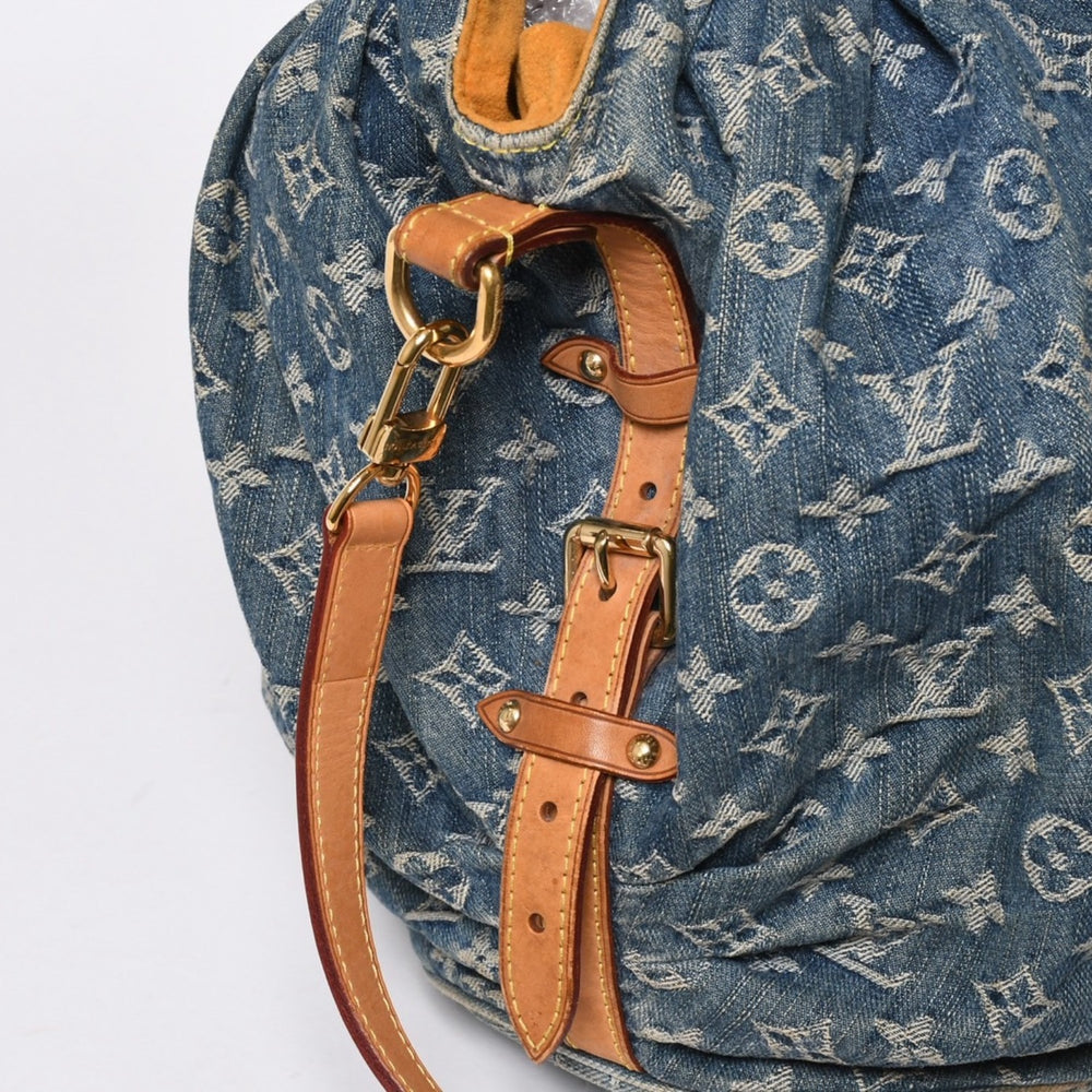 LOUIS VUITTON ルイヴィトン モノグラムデニム XL ハンドバッグ M95515 デニムキャンバス ブルー ゴールド金具 美品 中古 4a008685